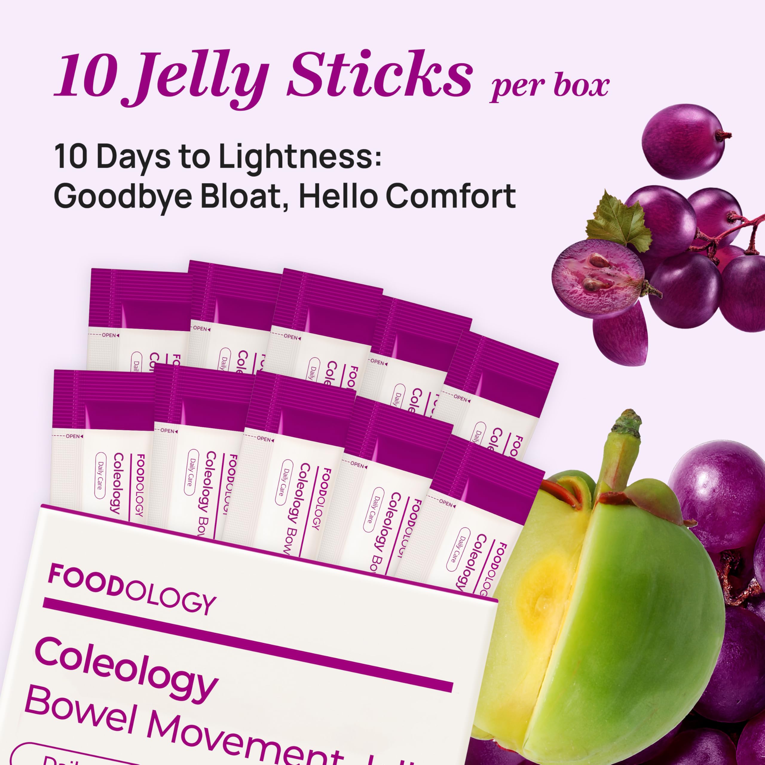 FOODOLOGY Coleology on-the-go jelly stick for convenient daily gut support.