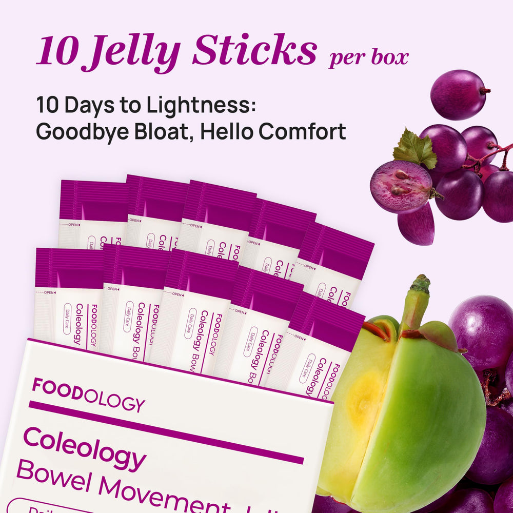 FOODOLOGY Coleology on-the-go jelly stick for convenient daily gut support.