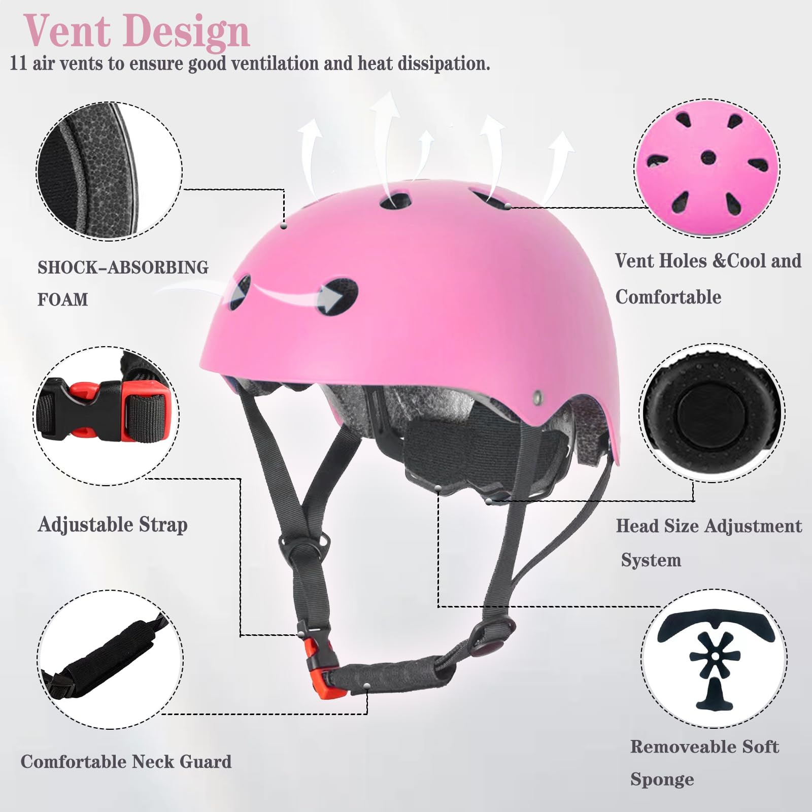 FOOKCIAN helmet features 11 vents to keep heads cool during activity.