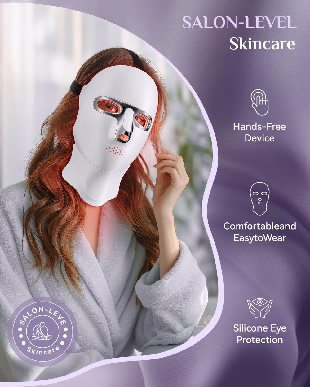 FOLOKE cordless LED mask enables hands-free, portable skin care sessions.