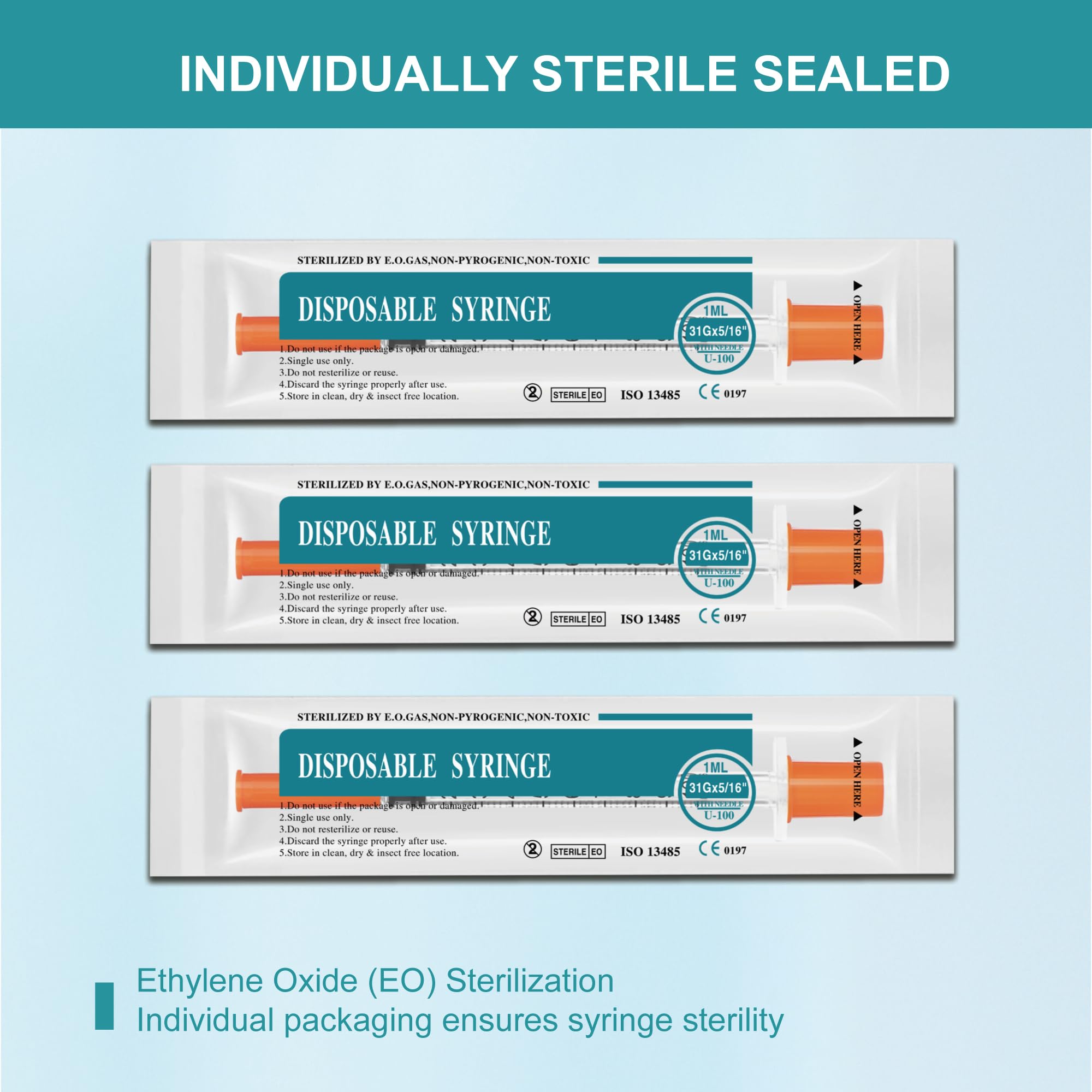 Foosi syringe with clear 100-unit scale for easy measurement reading.