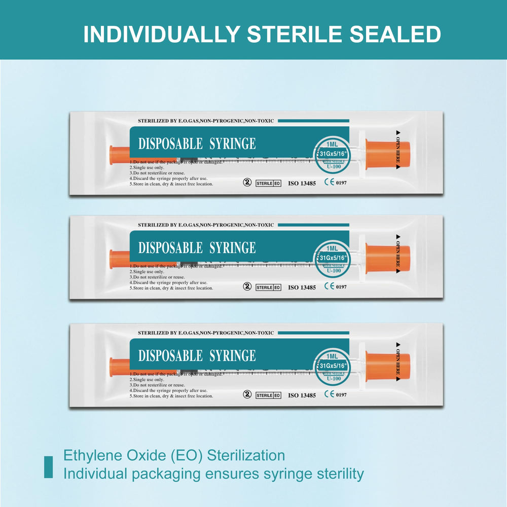 Foosi syringe with clear 100-unit scale for easy measurement reading.