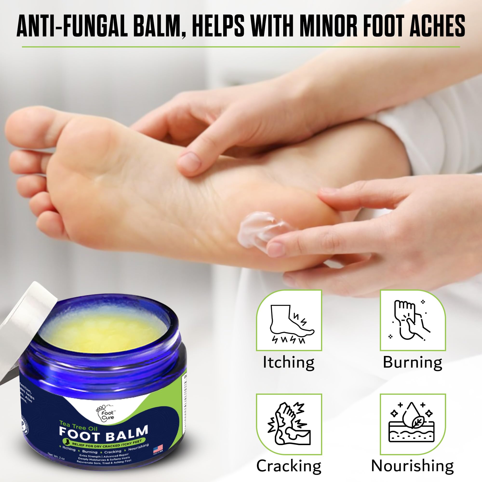 FOOT CURE dry feet closeup reveals hydrated, softened skin