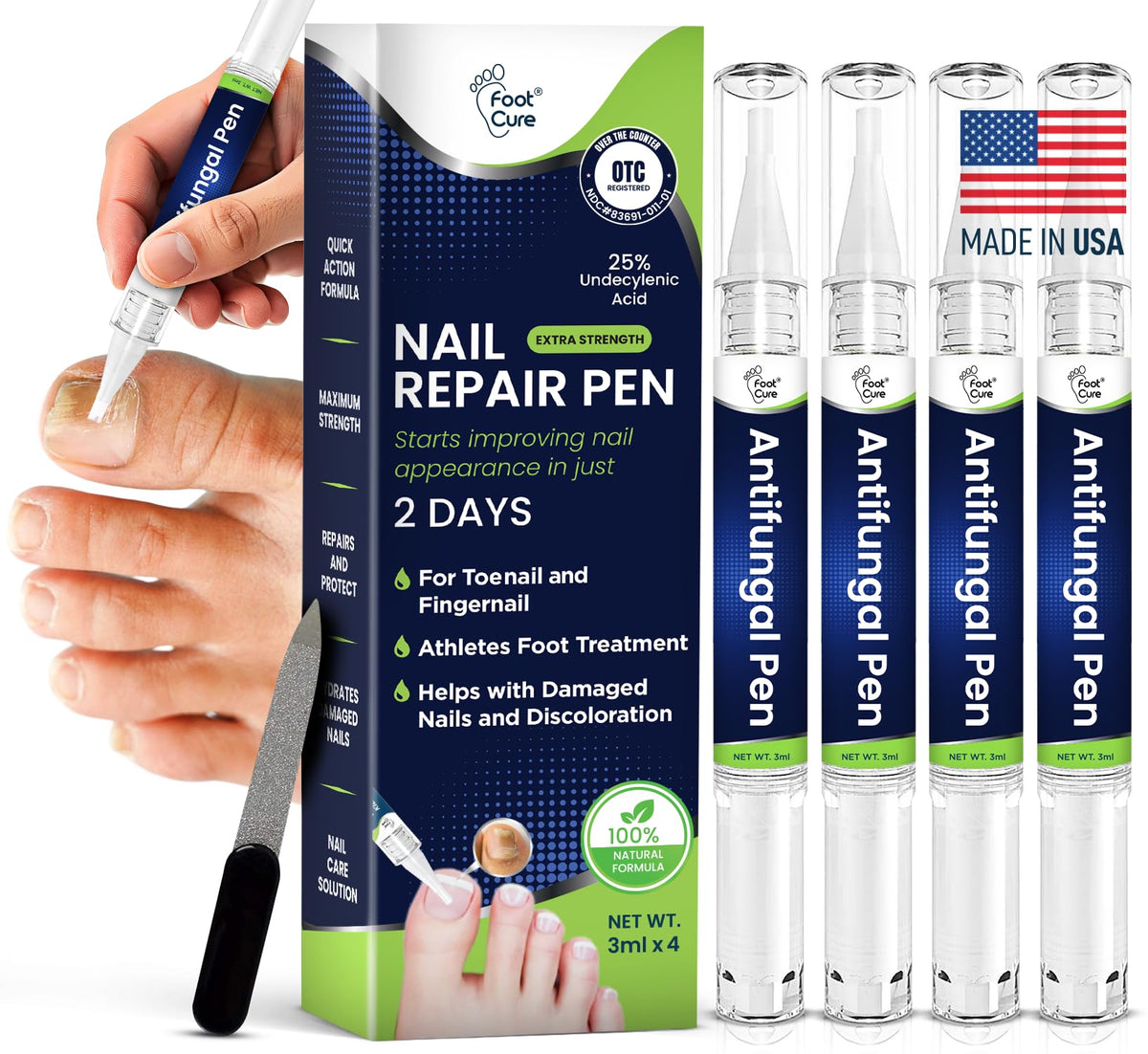 Foot Cure Nail Repair Pen bottle showing compact applicator for daily use