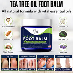 FOOT CURE tea tree oil-infused cream highlights natural ingredients