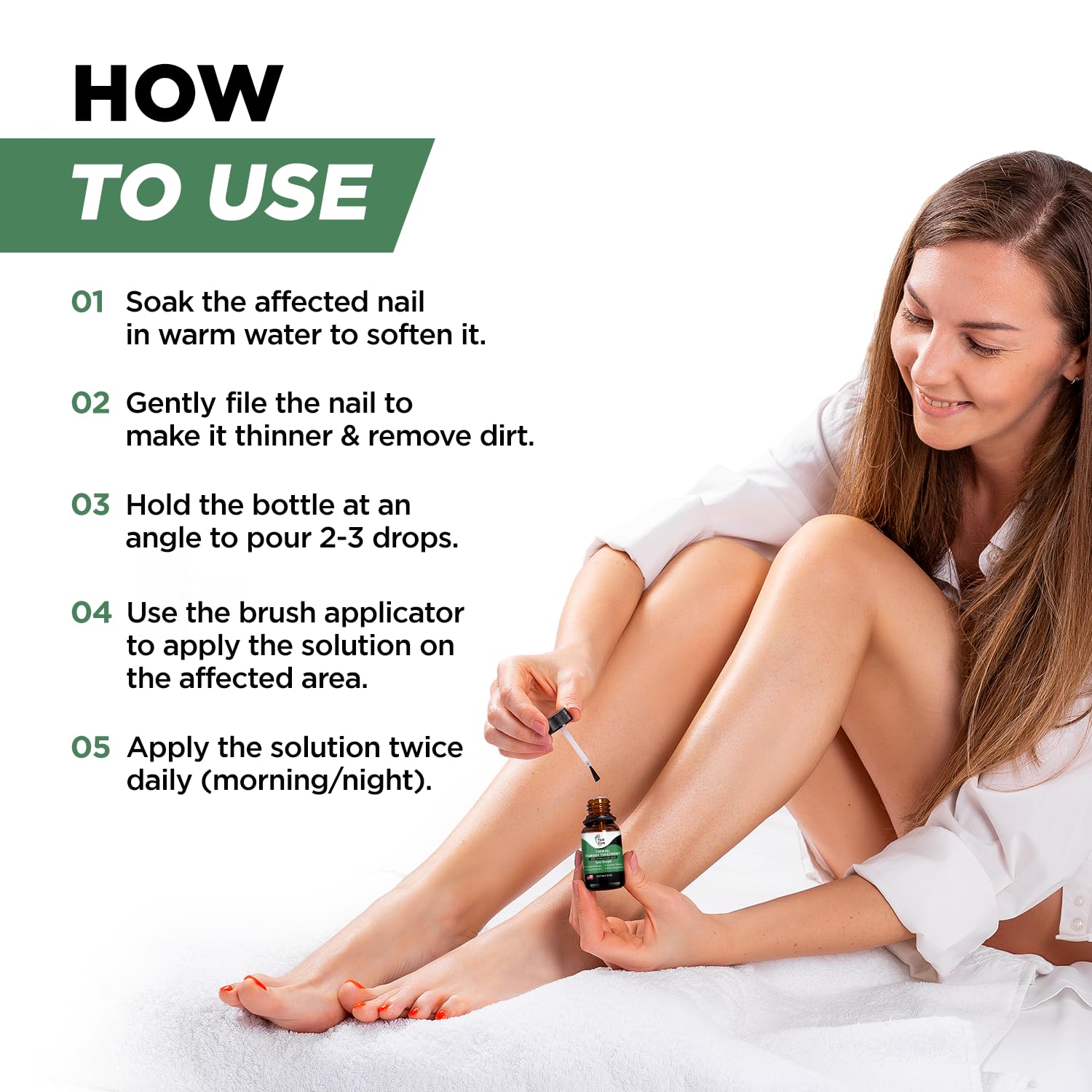 Foot Cure ingredients tea tree oil and oregano oil highlighted.