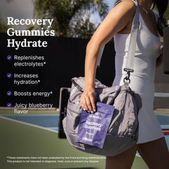 For Wellness Recovery Gummies blueberry closeup highlighting natural flavor and antioxidants.