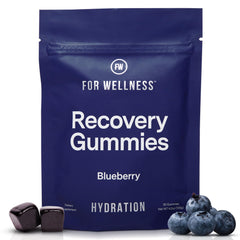For Wellness Recovery Gummies bottle showing convenient hydration support after workouts.