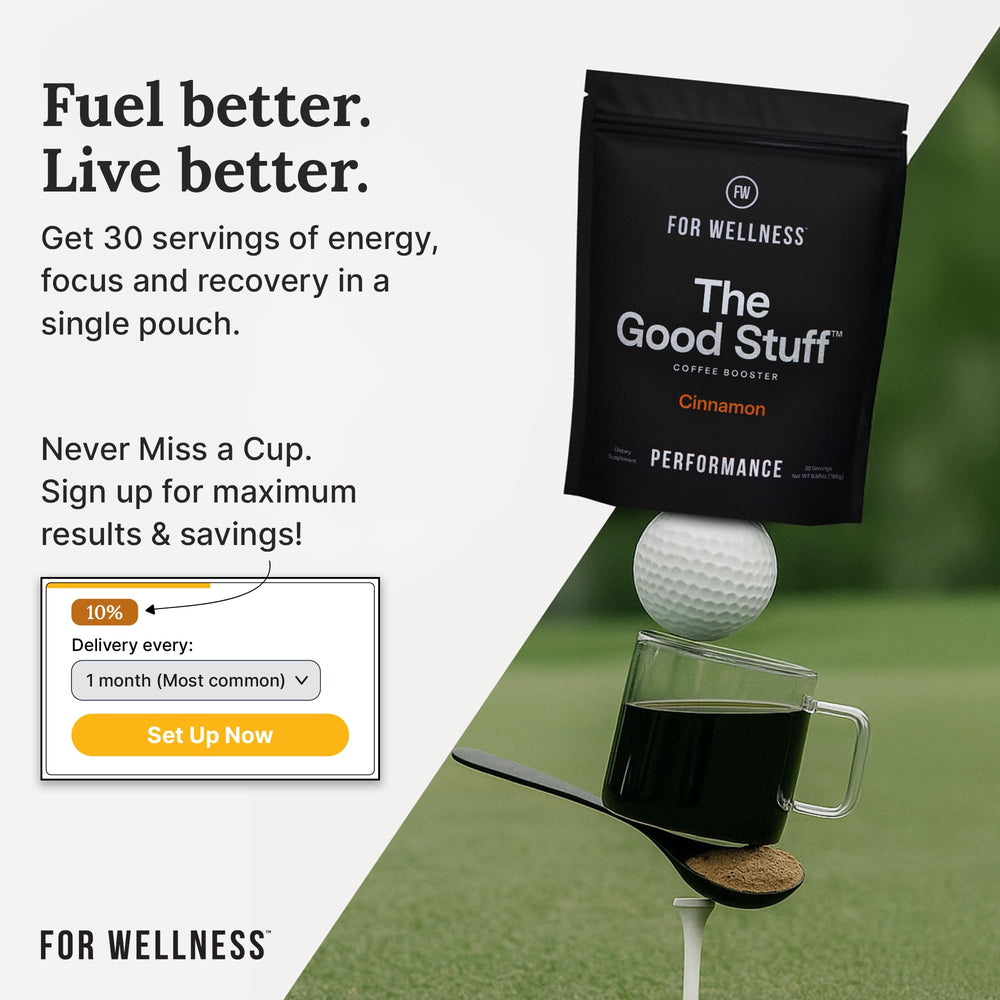 For Wellness The Good Stuff Cinnamon Coffee Booster energy boost ready-to-use.