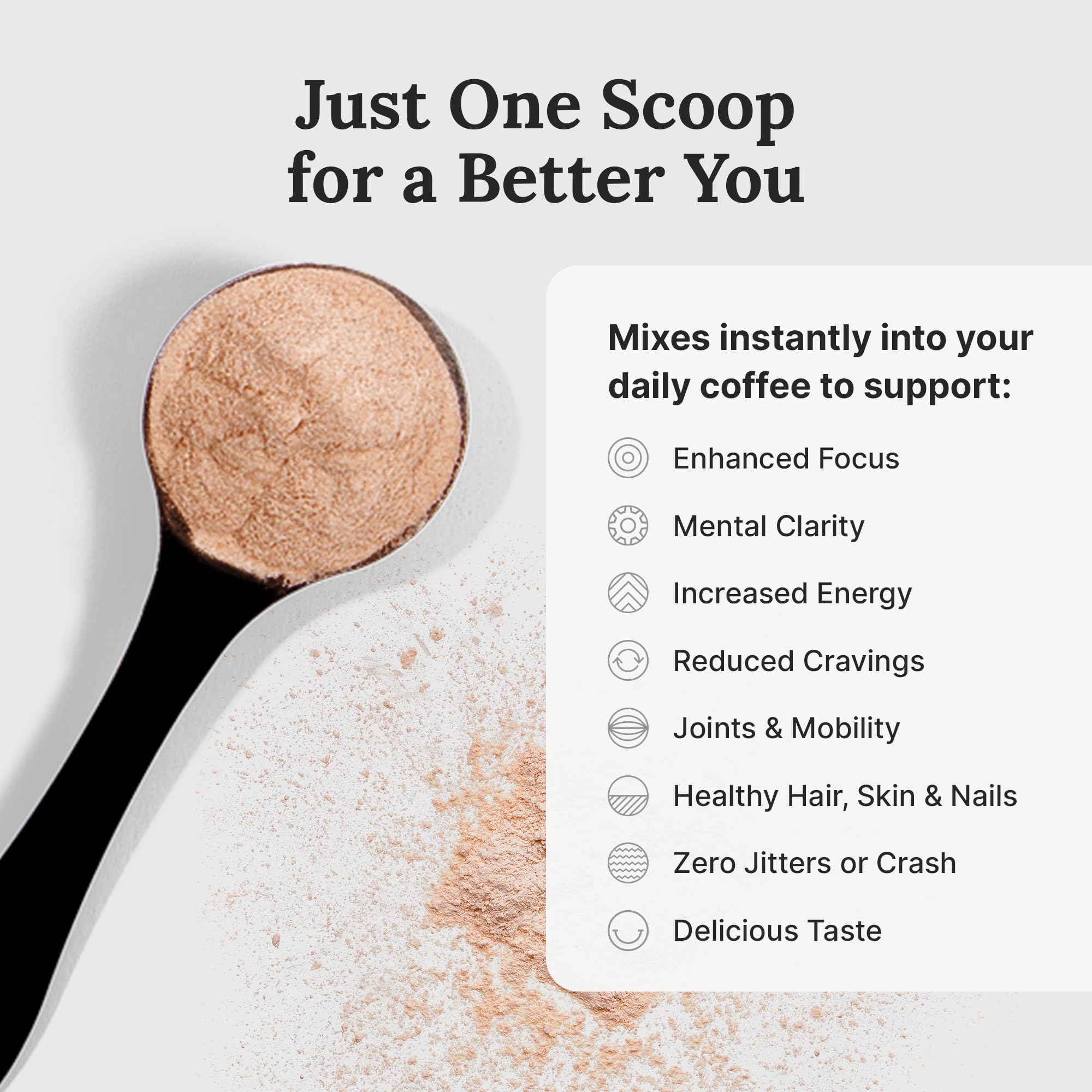 Close-up of MCT oil and collagen ingredients in The Good Stuff