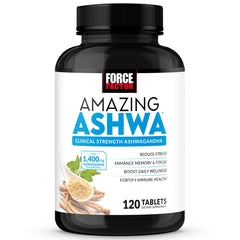 Force Factor Amazing Ashwa bottle front view supports daily calm and focus.