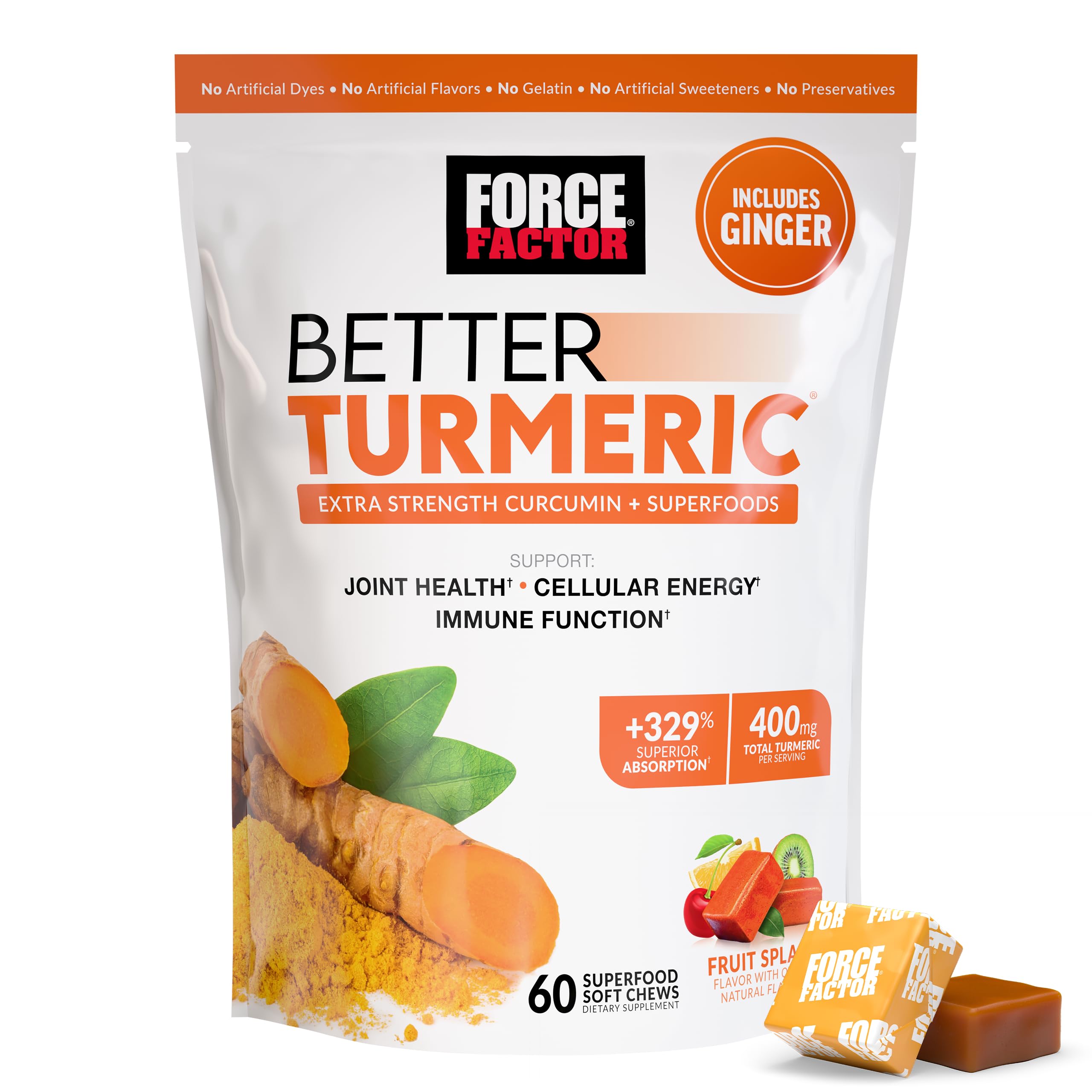 Force Factor Better Turmeric bottle front highlights joint support formula.