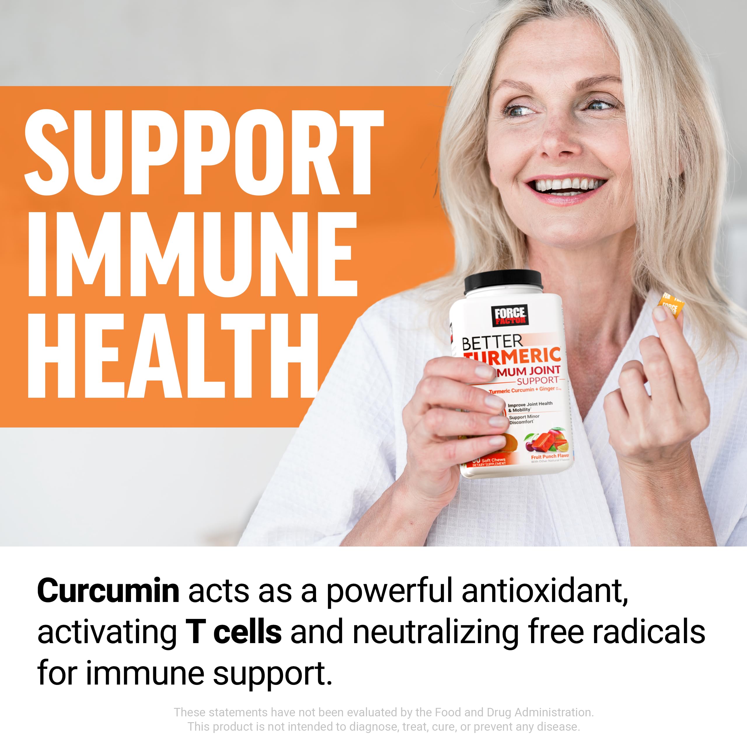 Force Factor Better Turmeric individually wrapped chews, mess-free portable use.
