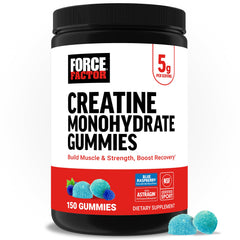 Force Factor Creatine Gummies bottle front, ready for workouts and on-the-go recovery.