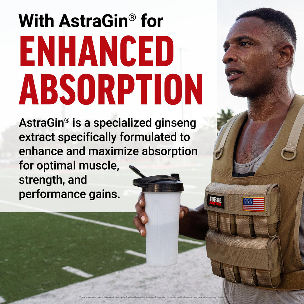 Close-up of the Force Factor Creatine HMB powder label emphasizing clean formula.