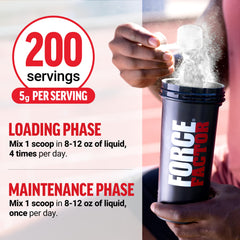 Force Factor Unflavored Creatine Powder blends effortlessly into any beverage.