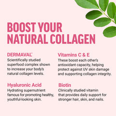 Force Factor DERMAVAL superfood ingredients panel highlighting collagen-boosting complex.
