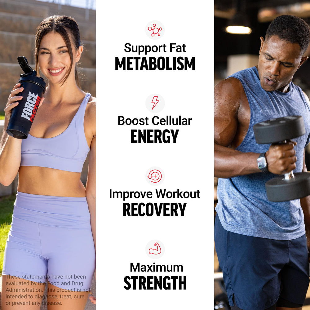 Pouring Force Factor L-Carnitine Liquid into a glass for workout energy