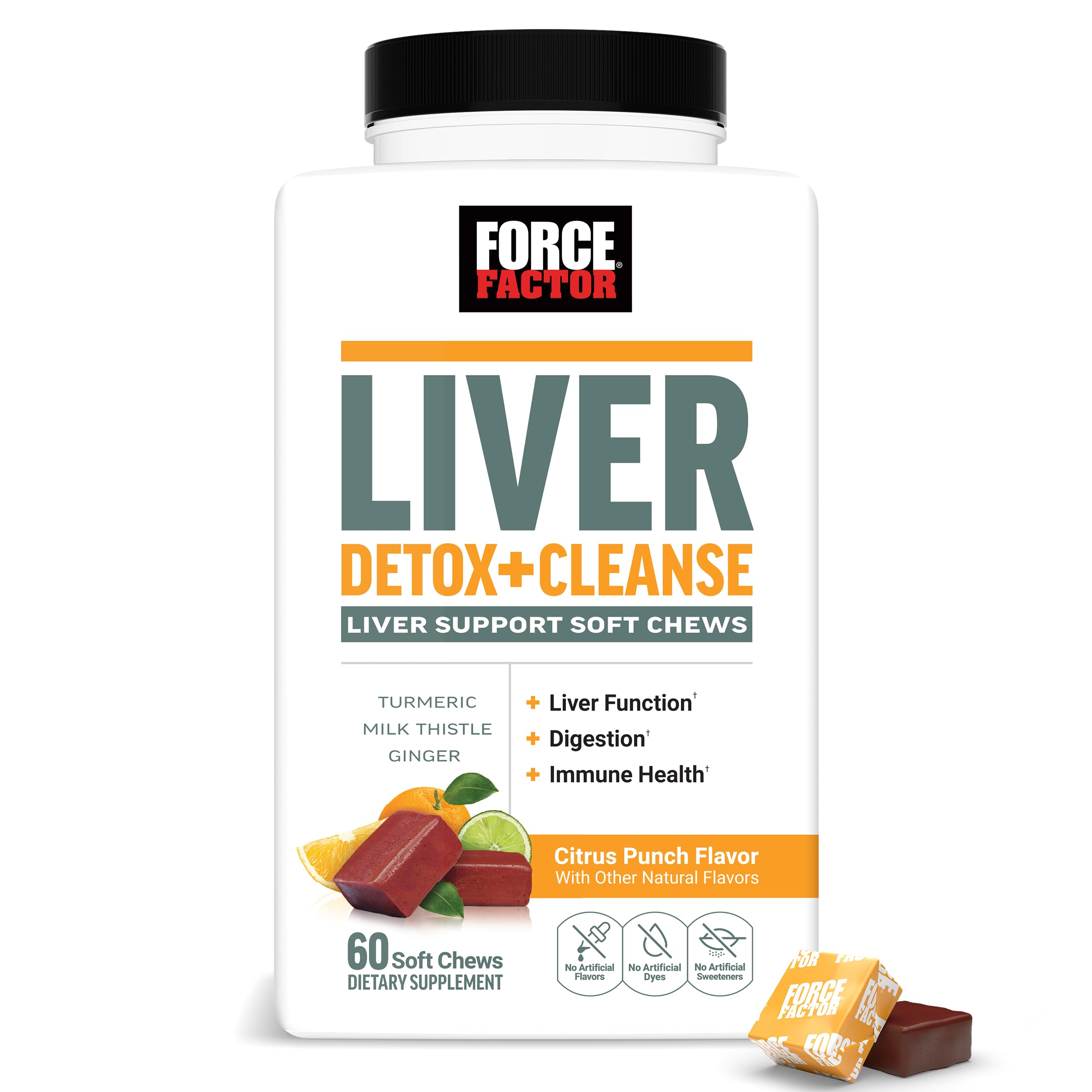Force Factor Liver Detox Soft Chews bottle for convenient daily liver support.