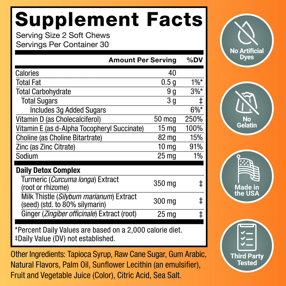 Force Factor Liver Detox Soft Chews front packaging featuring Citrus Punch flavor.