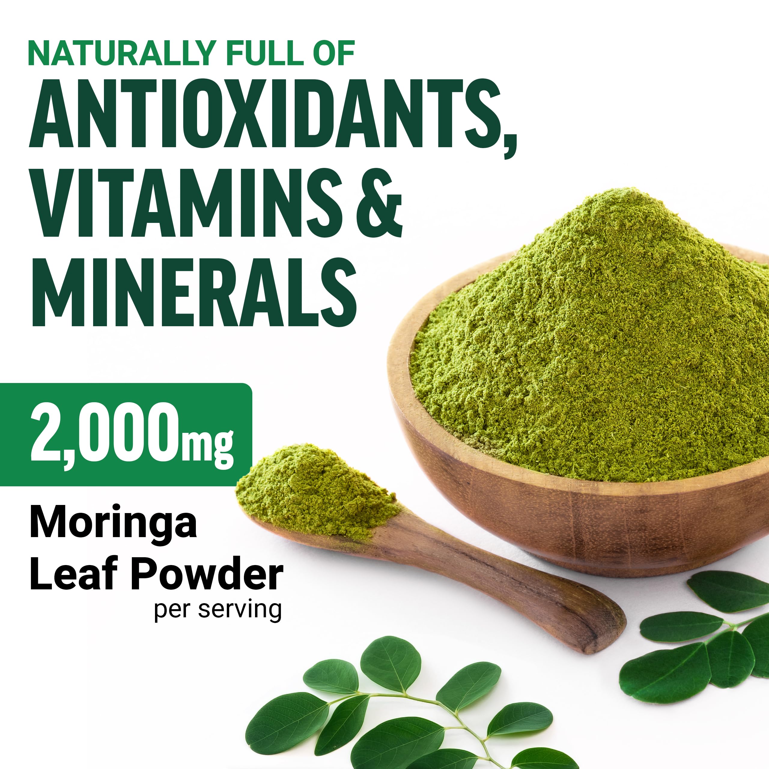 Glass of water with Force Factor Modern Moringa Powder for a quick mix