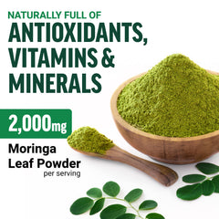 Glass of water with Force Factor Modern Moringa Powder for a quick mix