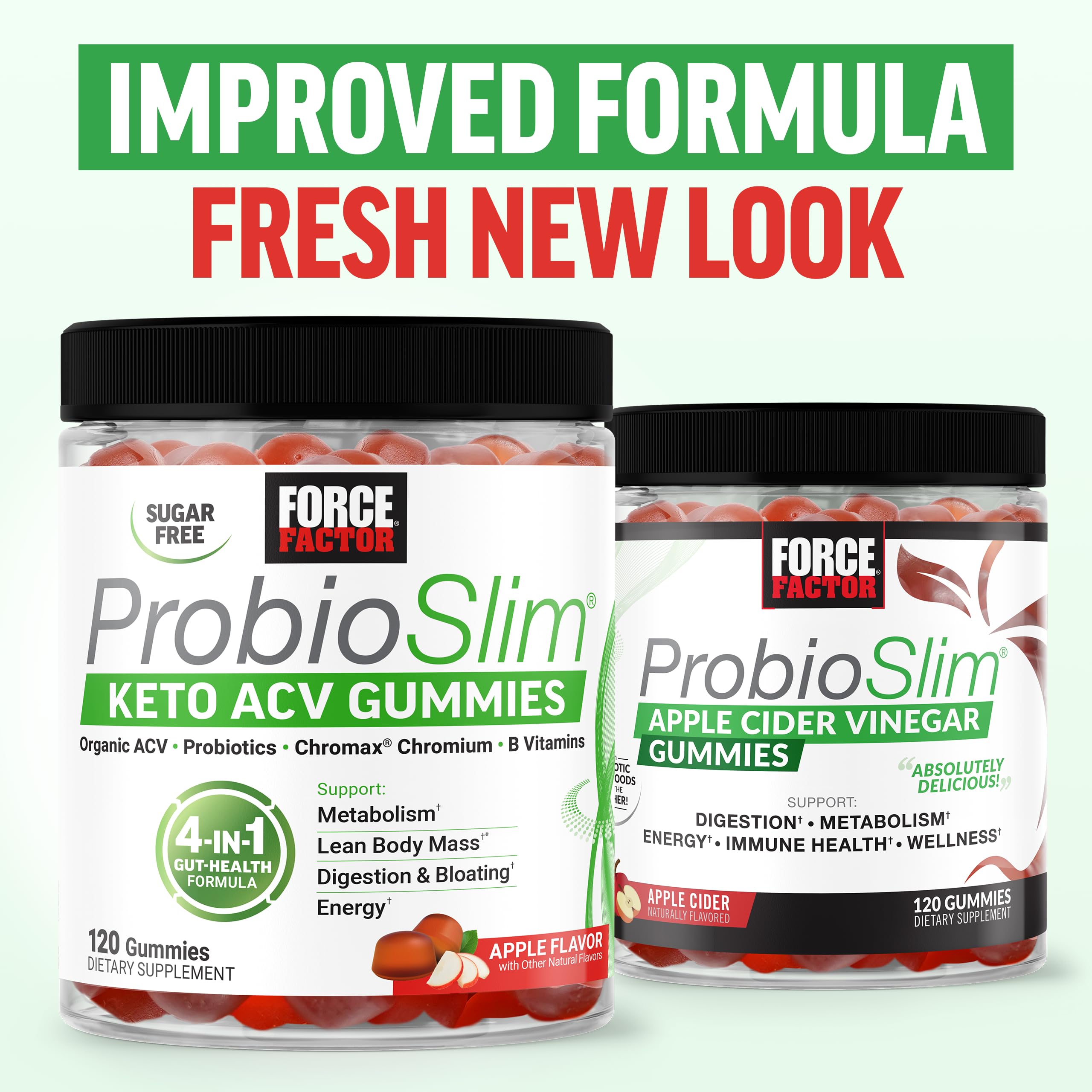 Force Factor ProbioSlim Keto ACV Gummies ingredients panel notes organic ACV and prebiotics
