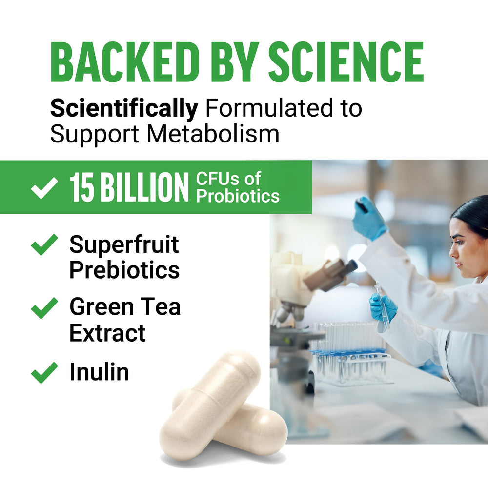 ProbioSlim seven-strain digestive superblend label highlights multi-strain probiotic benefits