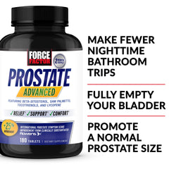 Close-up of Force Factor Prostate Advanced capsules ready for daily use.