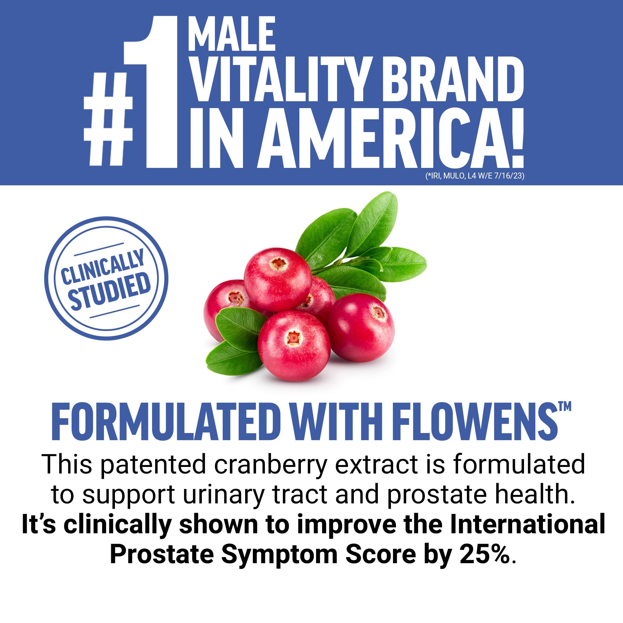 Force Factor Prostate Advanced Flowens cranberry extract detail for bladder support.