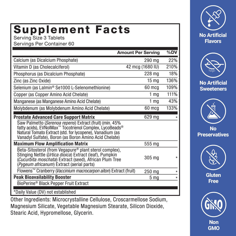 Force Factor Prostate Advanced saw palmetto extract promotes normal prostate size.