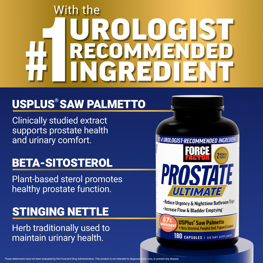 Force Factor Prostate Ultimate capsules close-up for convenient daily use.