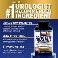 Force Factor Prostate Ultimate capsules close-up for convenient daily use.