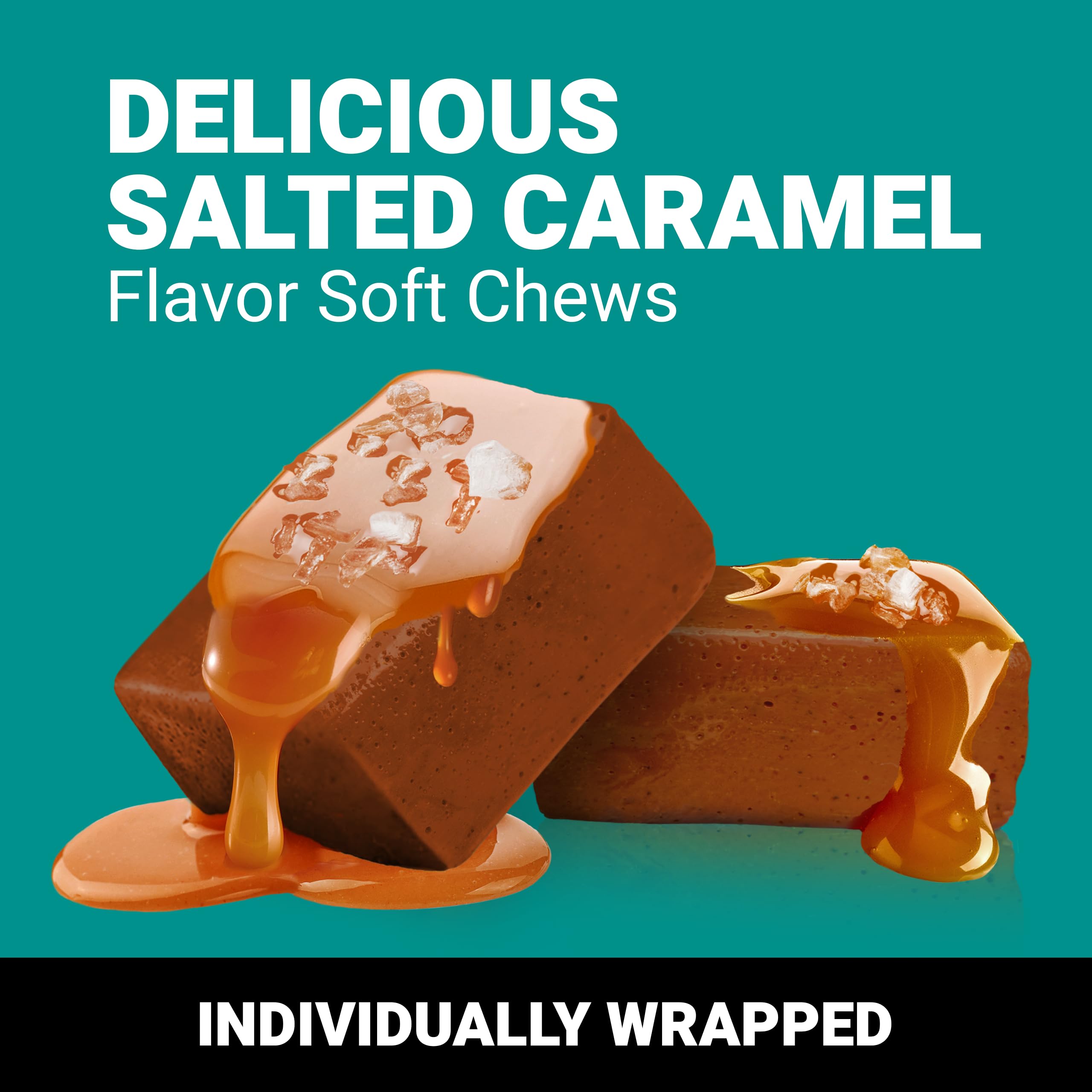 Force Factor Sea Moss Soft Chews salted caramel flavor for a delicious daily treat.