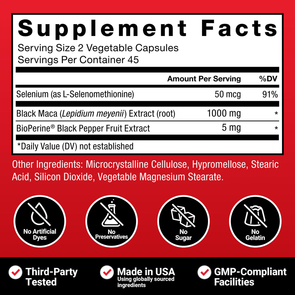 Force Factor Black Maca serving scoop shows easy 1000 mg dosage.