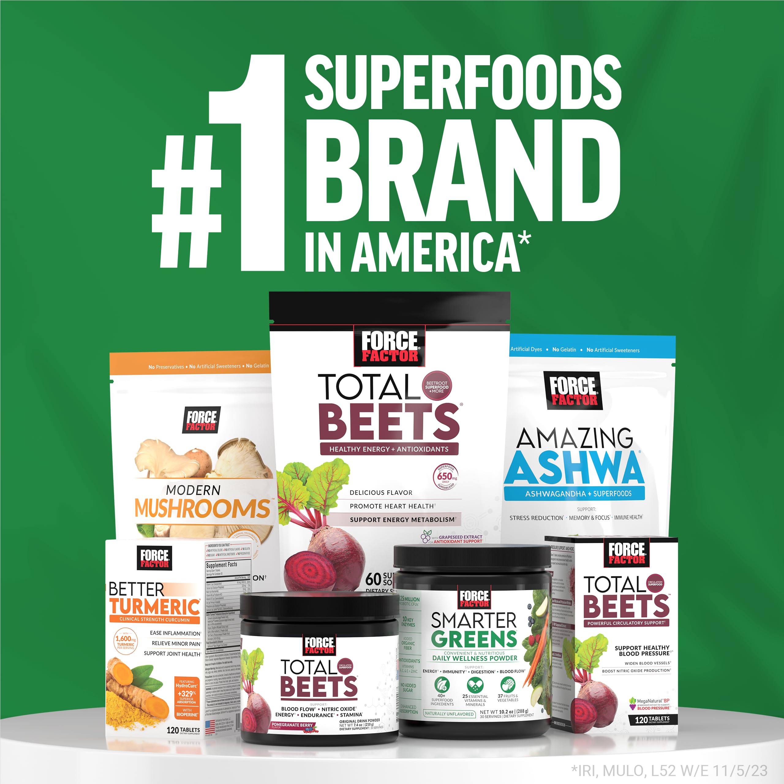 Force Factor Smarter Greens Soft Chews digest support imagery for daily gut health.
