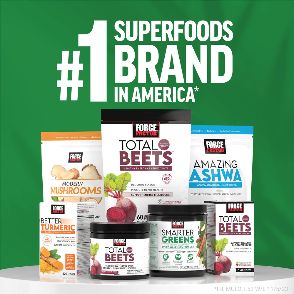 Force Factor Smarter Greens Soft Chews digest support imagery for daily gut health.