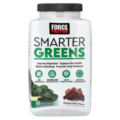 Force Factor Smarter Greens Soft Chews packaging shows 25+ superfoods mix.