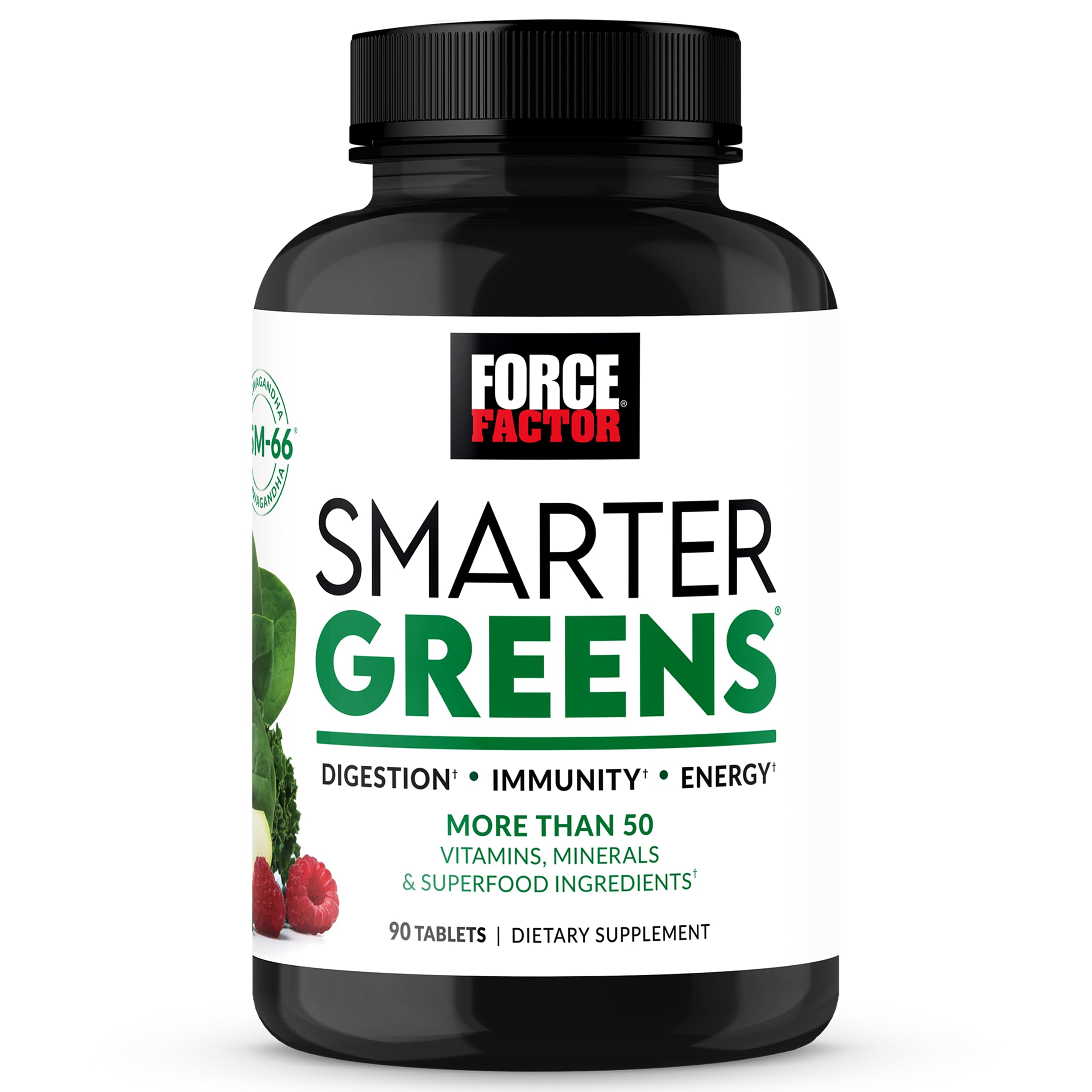 Force Factor Smarter Greens bottle shown for convenient daily nutrition support.