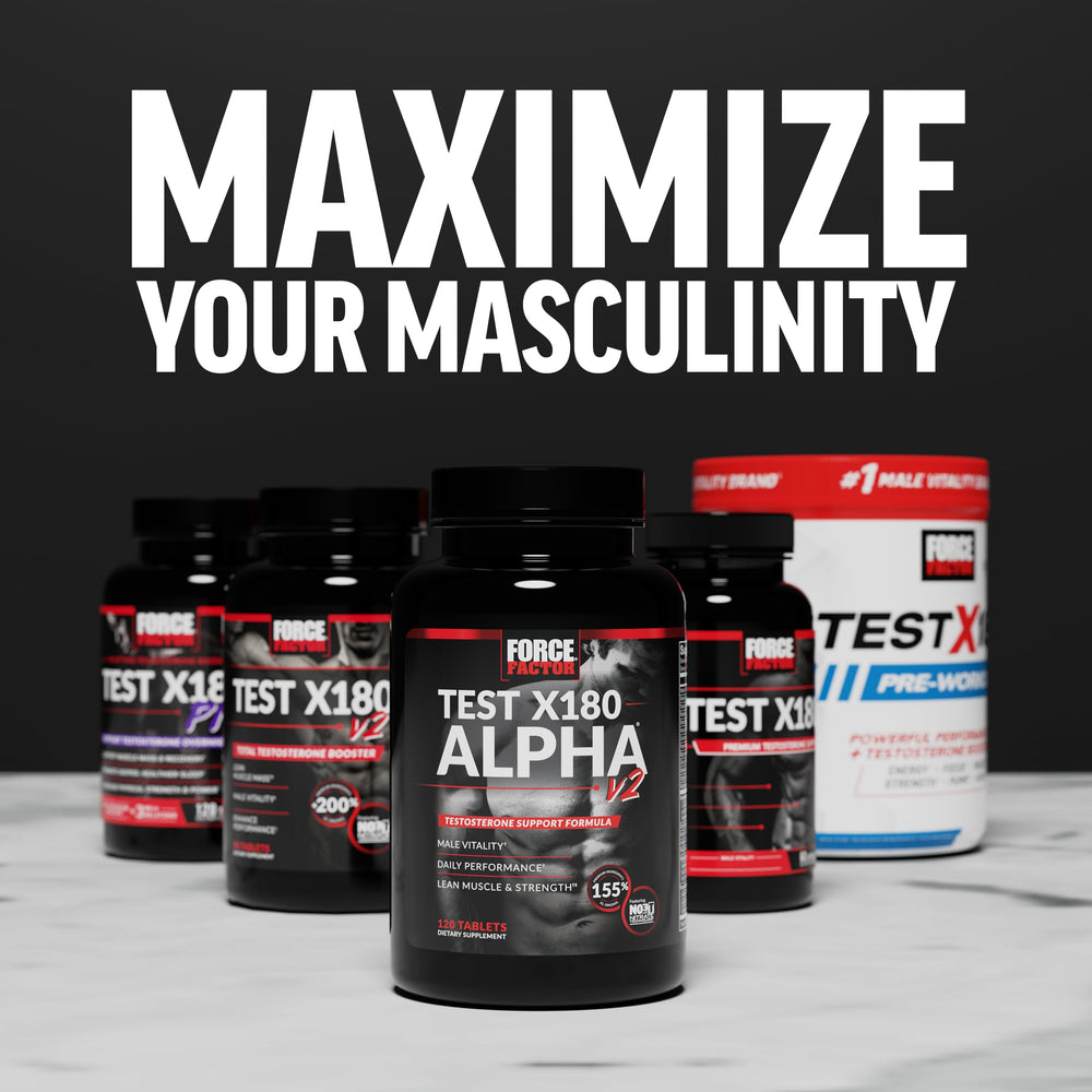 Ingredients blend of Force Factor Test X180 Alpha V2 featuring key botanicals.