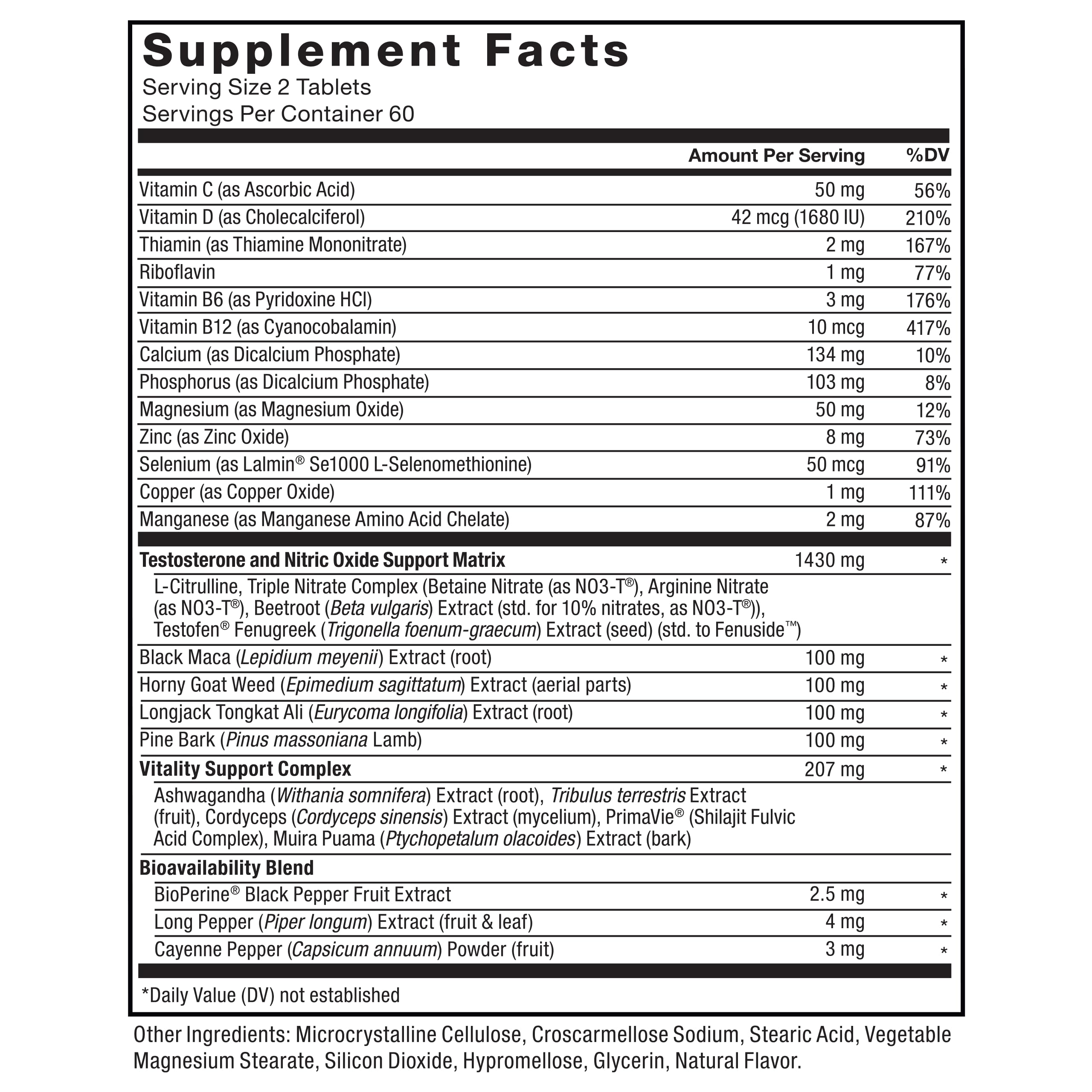 Packaging front of Force Factor Test X180 Alpha V2 emphasizing male vitality formula.
