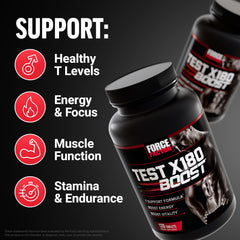 Capsules lineup of Force Factor Test X180 Boost for daily vitality.