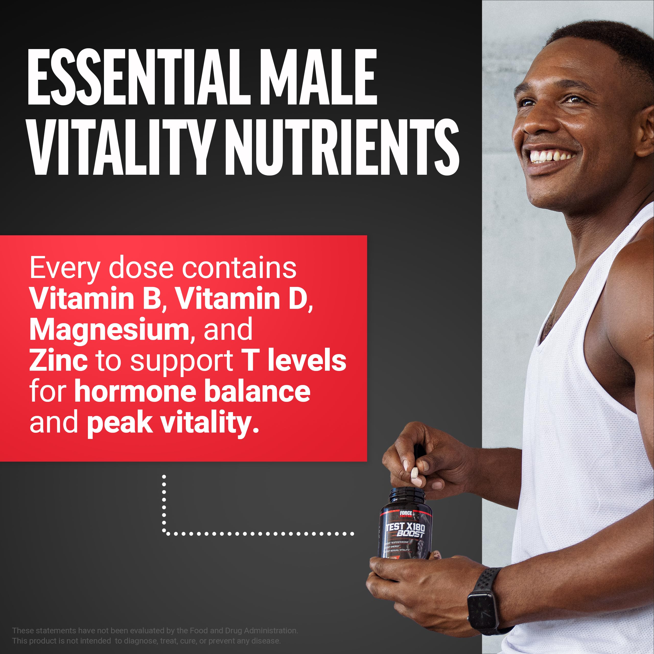 Ingredients pack featuring D-aspartic acid for Force Factor Test X180 Boost.