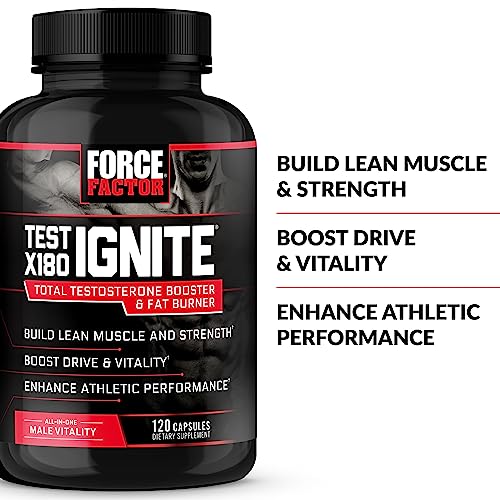 Force Factor Test X180 Ignite label close-up highlighting Testofen and caffeine for energy
