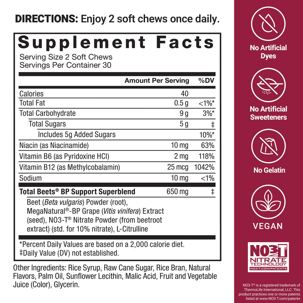 Force Factor Total Beets box back reveals ingredients and benefits clearly