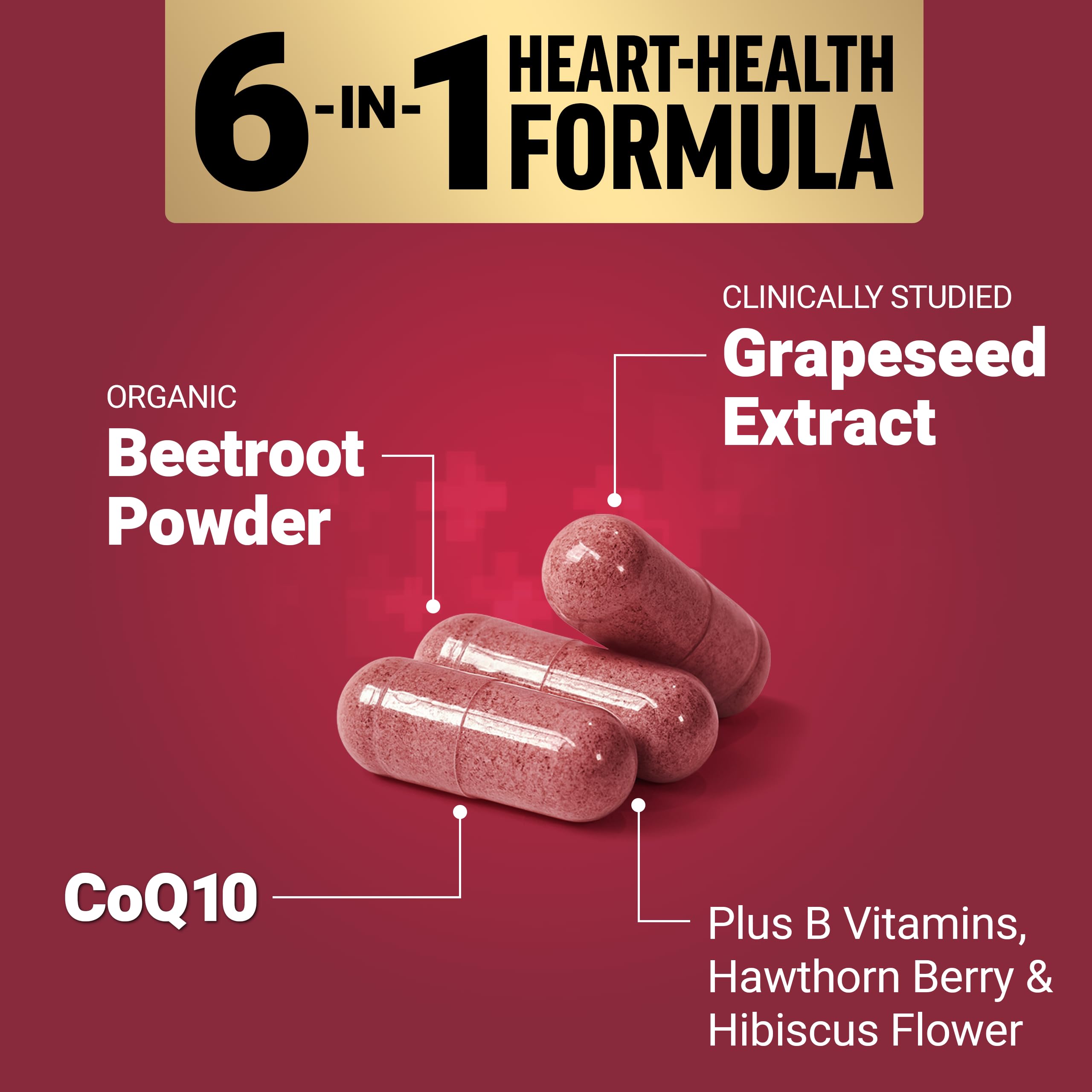 Force Factor Total Beets capsules emphasize hawthorn and hibiscus for antioxidant support.