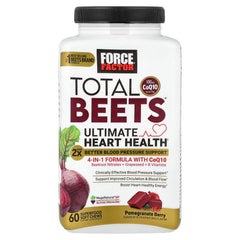 Force Factor Total Beets Heart Health chews label detailing beetroot and grape seed ingredients