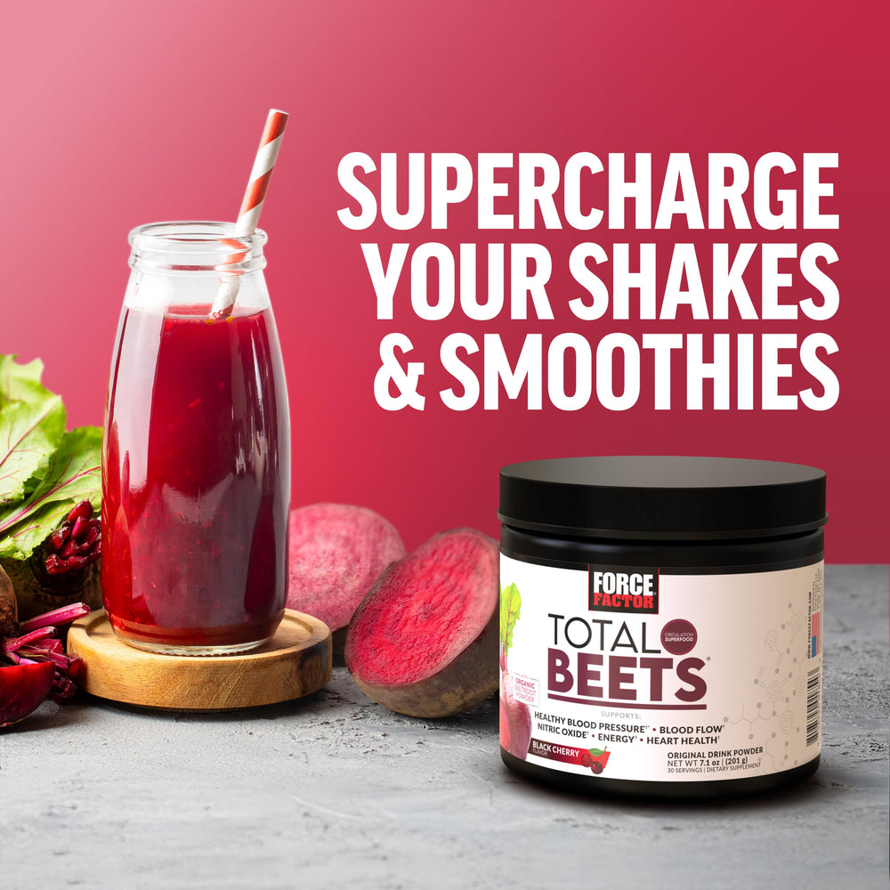 Force Factor Total Beets pomegranate-berry flavor evokes enjoyable daily ritual.