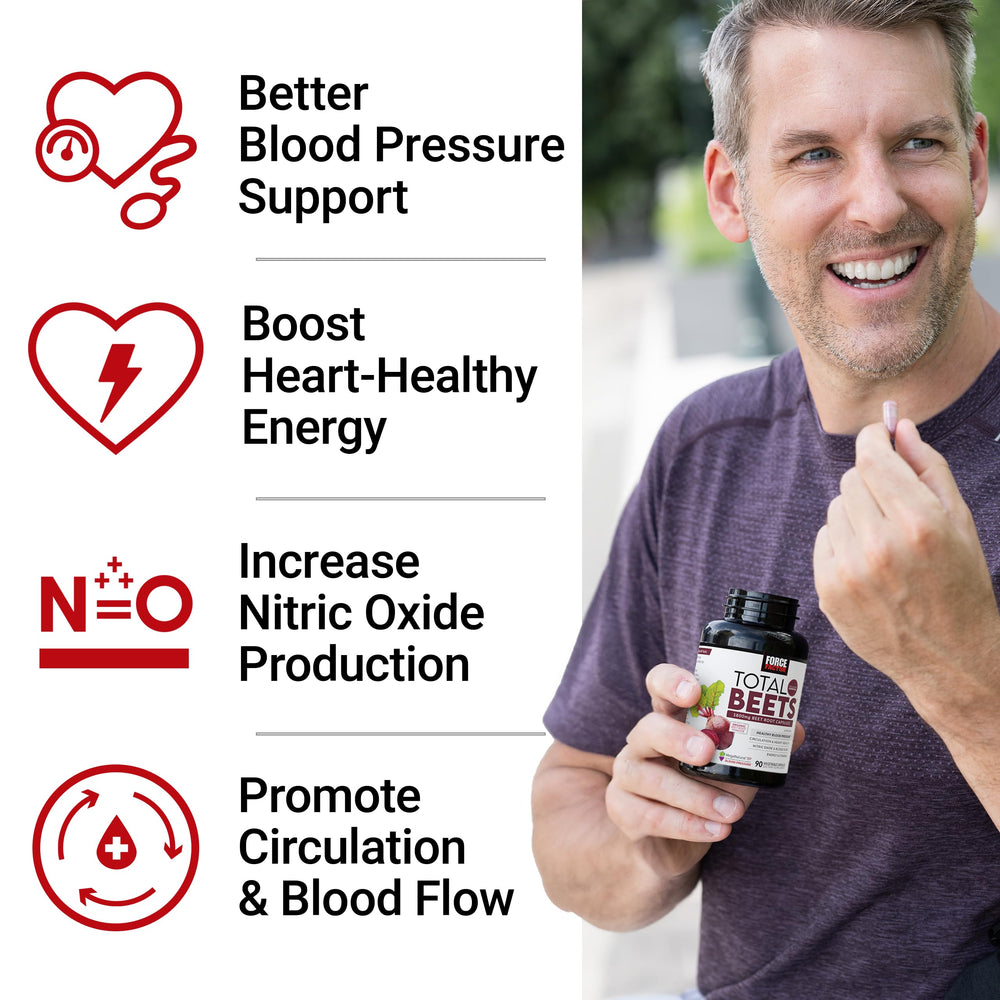 Force Factor Total Beets powder scoop with organic beet root powder for daily support.