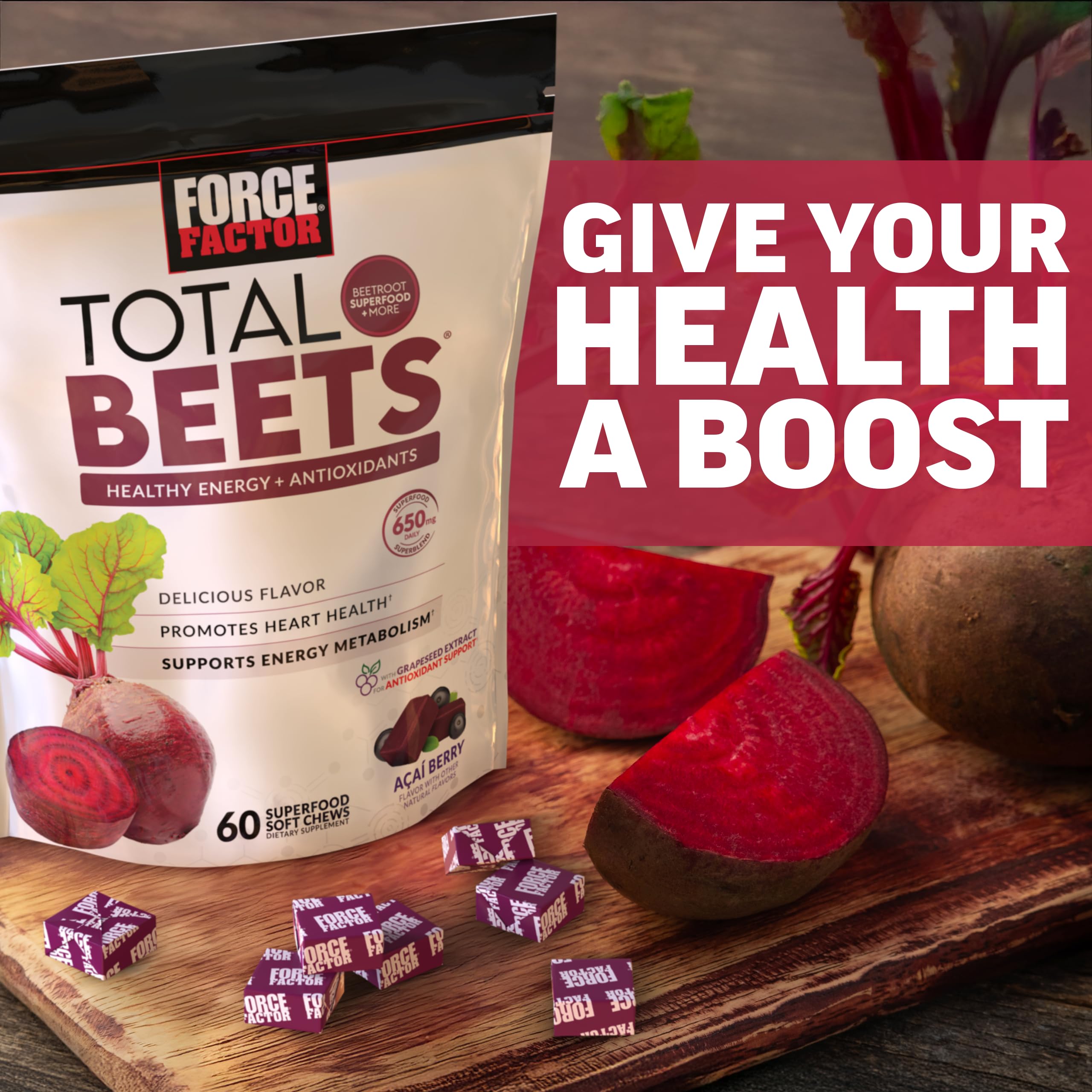 Force Factor Total Beets near grape seed extract visualization for antioxidants